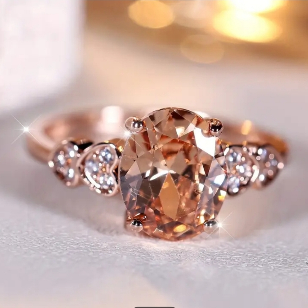 Rose-Golden Champagne Cubic Zirconium Ring